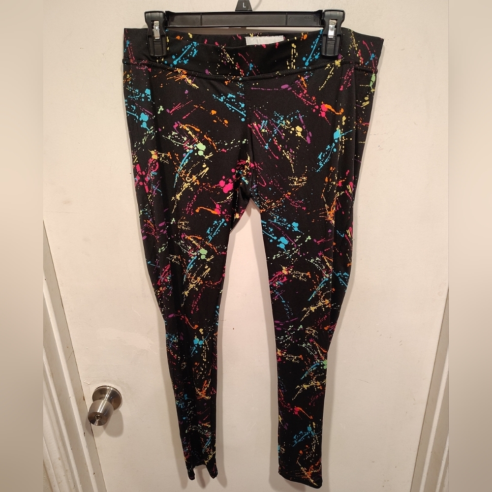 Tipsy Elves Women's Multicolor Paint Splatter Print Leggings  XL Casual Layering